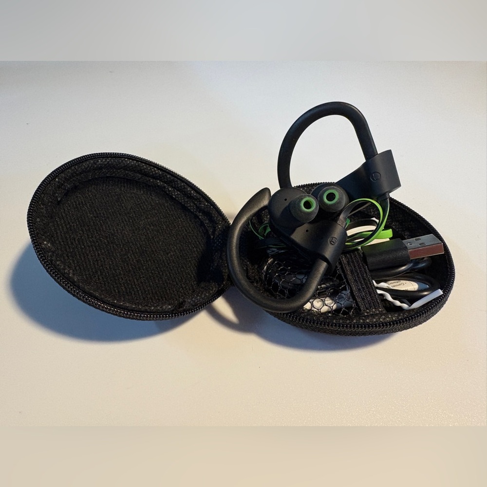 Black and Green Wireless Earbuds with Case